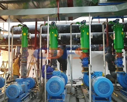Cooling water filtration of building